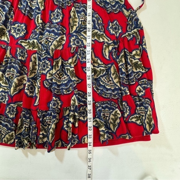 Maurices Dress Red Floral Skater Lined Crinkle Fabric Tie Back Sleeveless Large - Picture 6 of 11